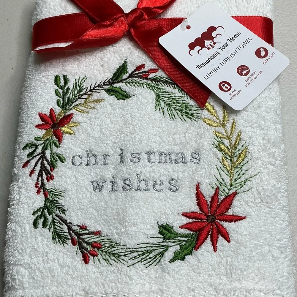 Kitchen Hand Towels Christmas POINSETTIA Dish Towels Bar Towels 18” X 25” New